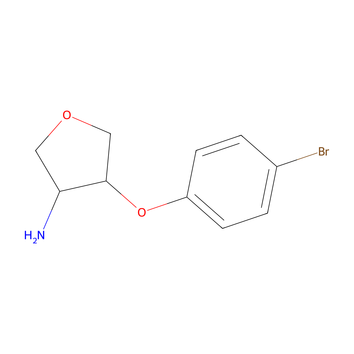 (3S,4S)-4-(4-bromophenoxy)tetrahydrofuran-3-amine molecular structure, CAS 1258963-53-9