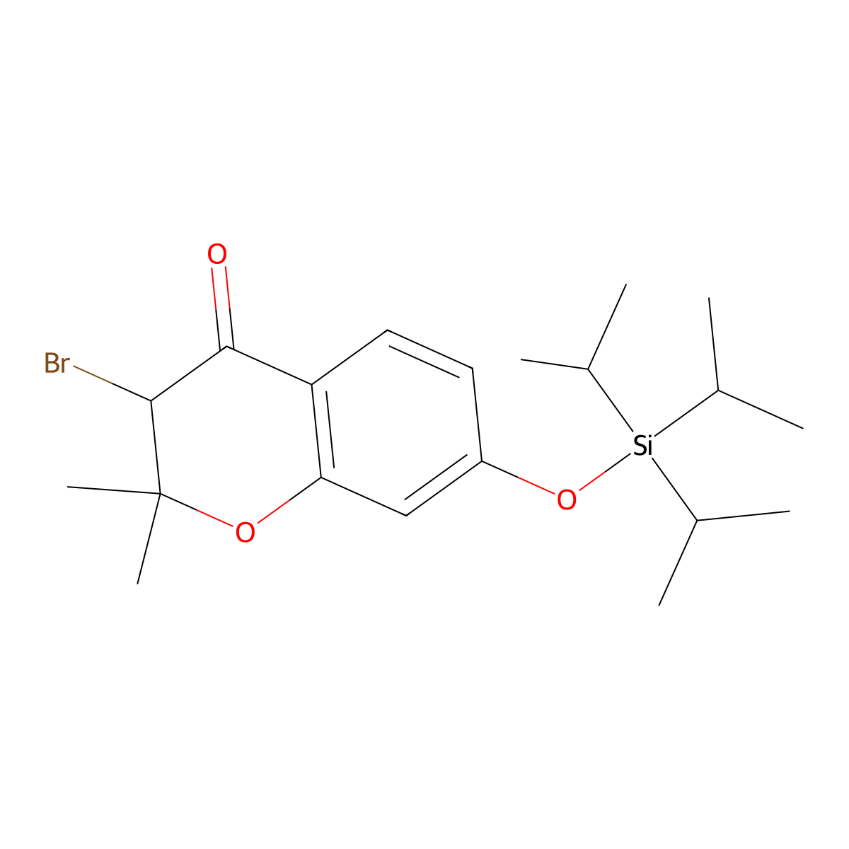3-Bromo-2,2-dimethyl-7-((triisopropylsilyl)oxy)chroman-4-one molecular structure, CAS 1258974-48-9