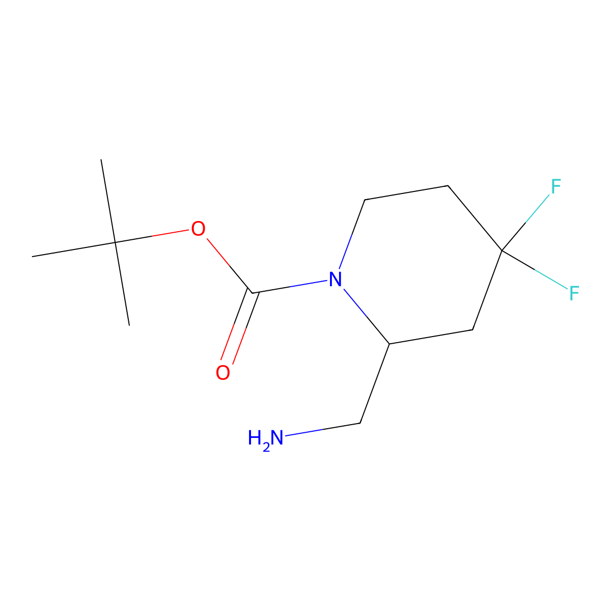 Tert-butyl 2-(aminomethyl)-4,4-difluoropiperidine-1-carboxylate molecular structure, CAS 1259011-99-8