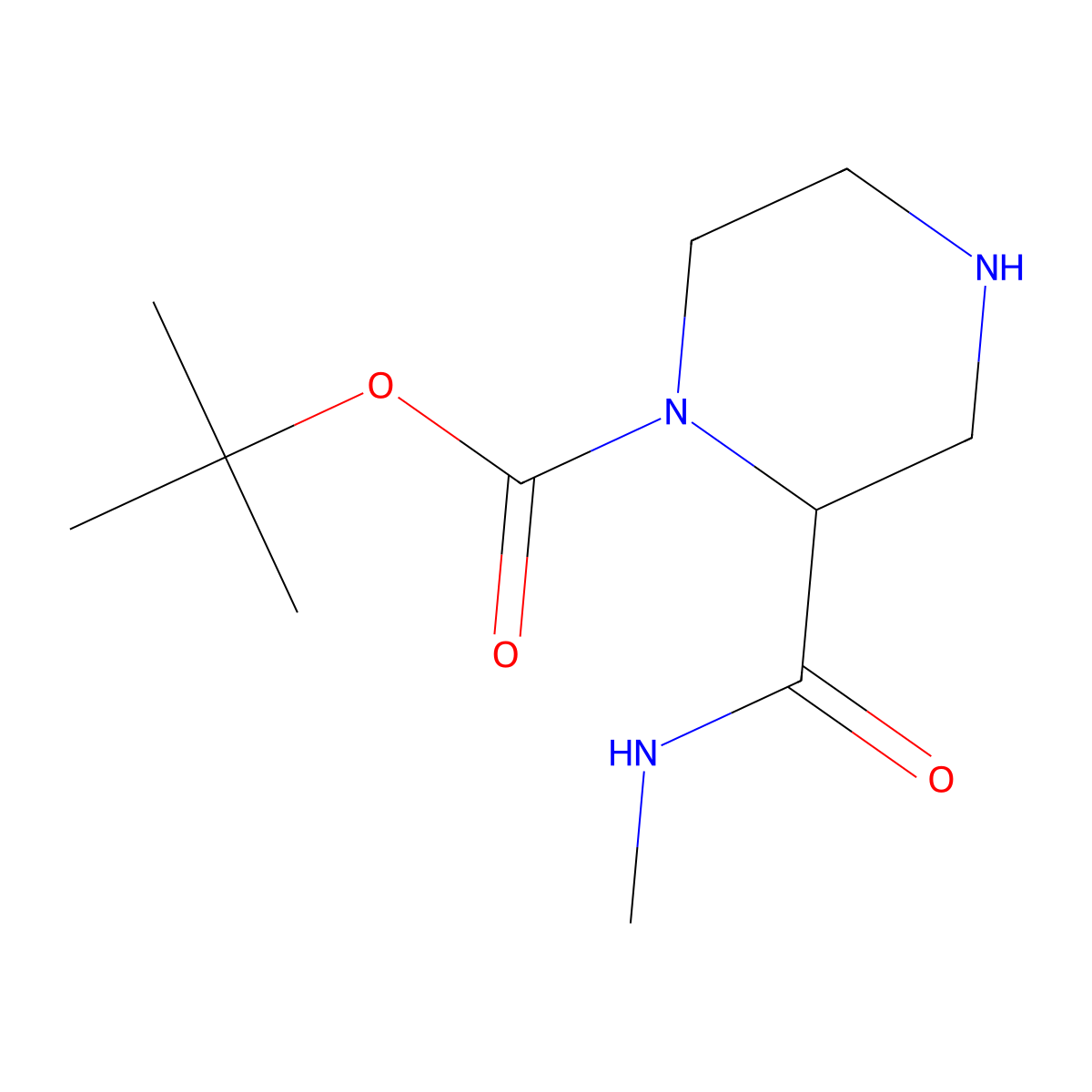Tert-butyl 2-(methylcarbamoyl)piperazine-1-carboxylate molecular structure, CAS 1259014-01-1