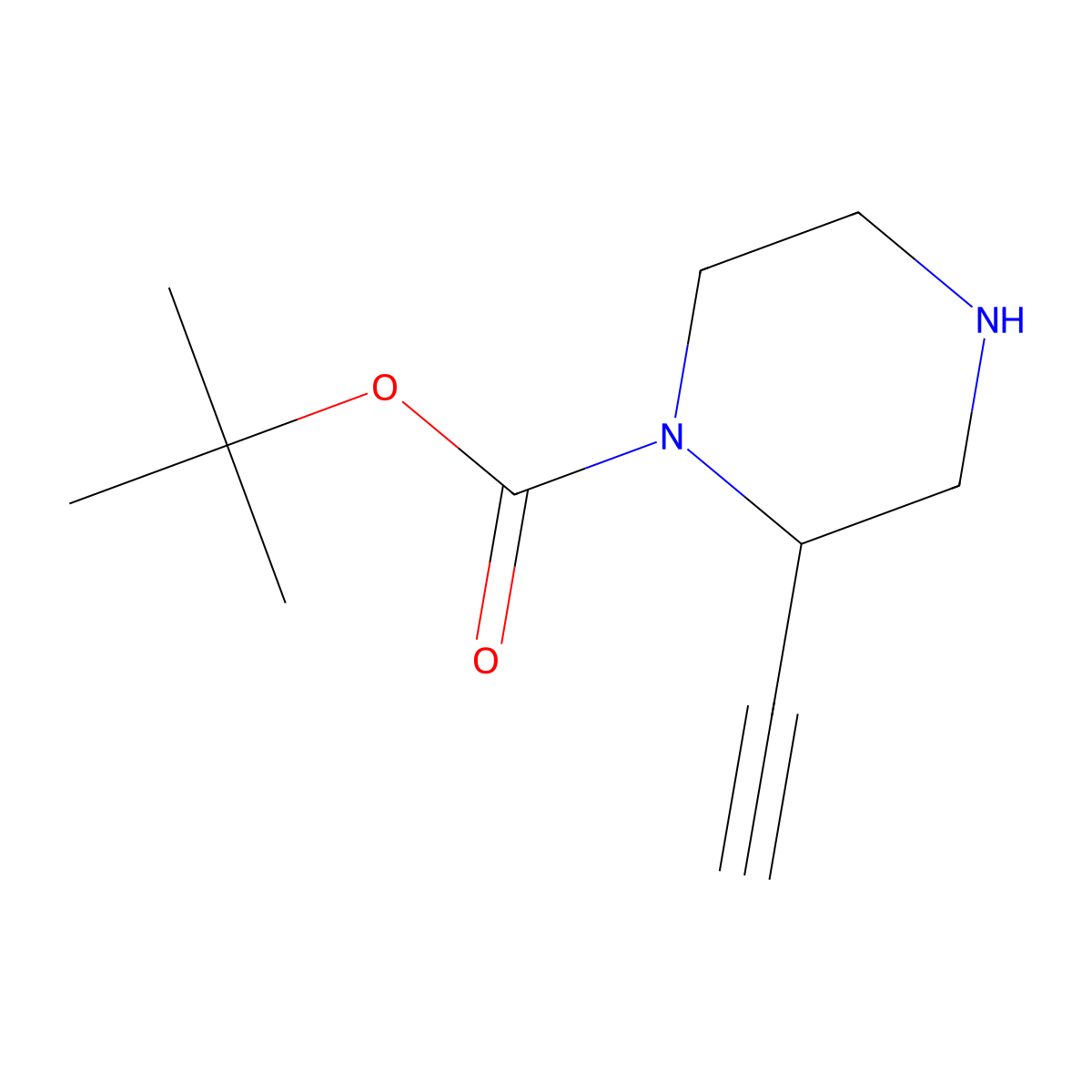 Tert-butyl 2-ethynylpiperazine-1-carboxylate molecular structure, CAS 1259014-64-6