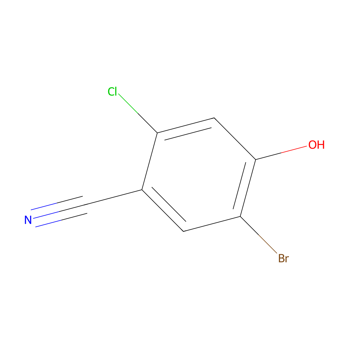5-Bromo-2-chloro-4-hydroxybenzonitrile molecular structure, CAS 1259020-46-6