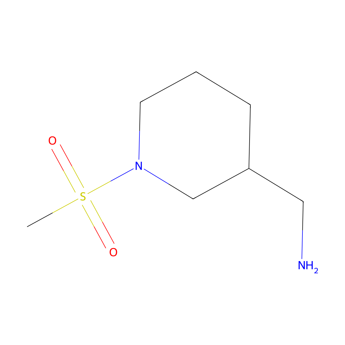 1-[(3S)-1-methanesulfonylpiperidin-3-yl]methanamine molecular structure, CAS 1259021-52-7