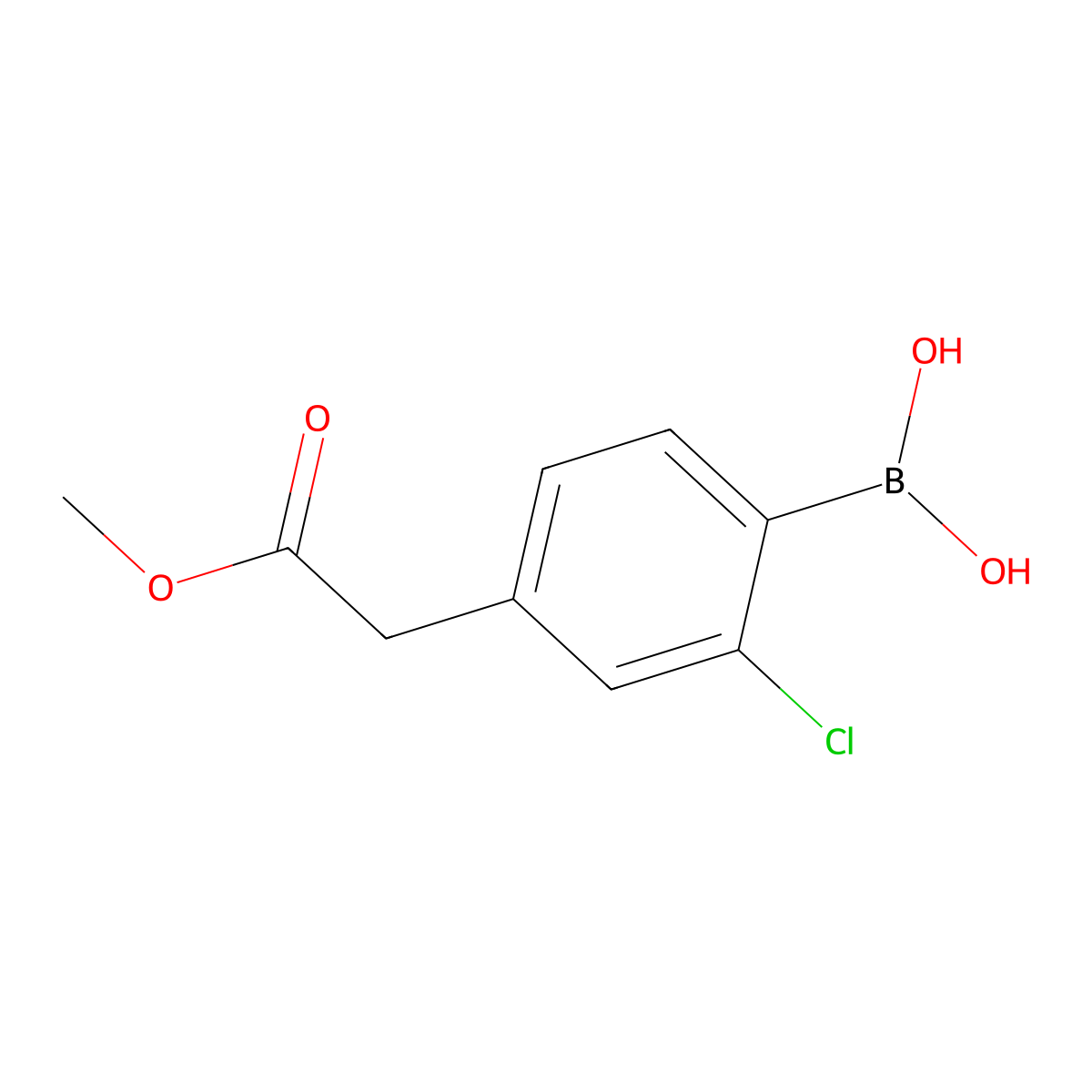 (2-Chloro-4-(2-methoxy-2-oxoethyl)phenyl)boronic acid molecular structure, CAS 1259022-52-0