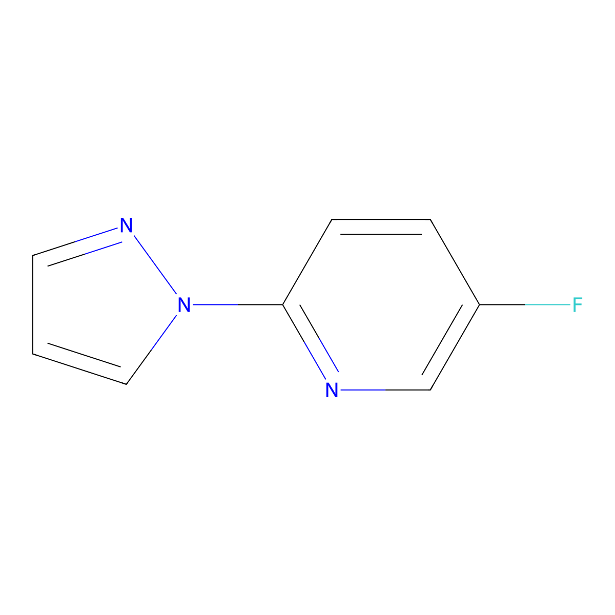 5-Fluoro-2-(1-pyrazolyl)pyridine molecular structure, CAS 1259030-32-4