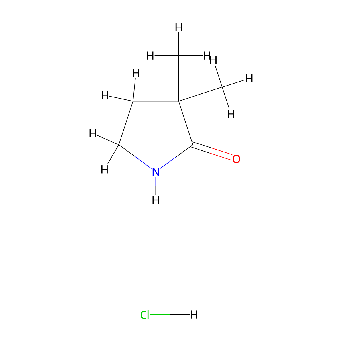 3,3-Dimethylpyrrolidin-2-one hydrochloride molecular structure, CAS 1259030-41-5