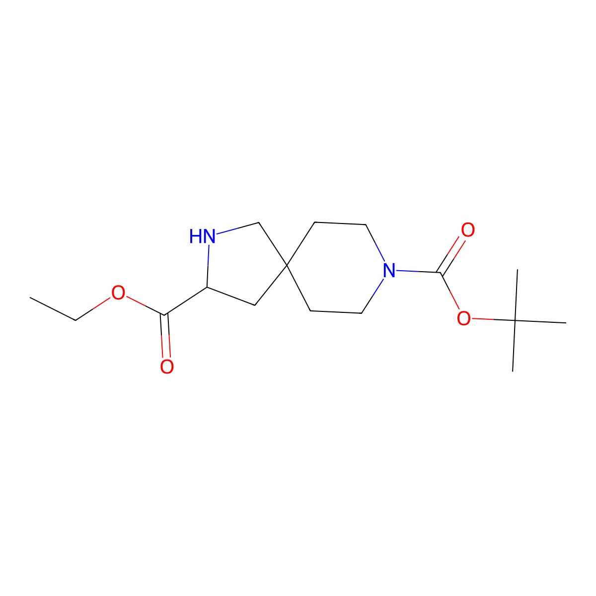(S)-8-tert-butyl 3-ethyl 2,8-diazaspiro[4.5]decane-3,8-dicarboxylate molecular structure, CAS 1259039-30-9