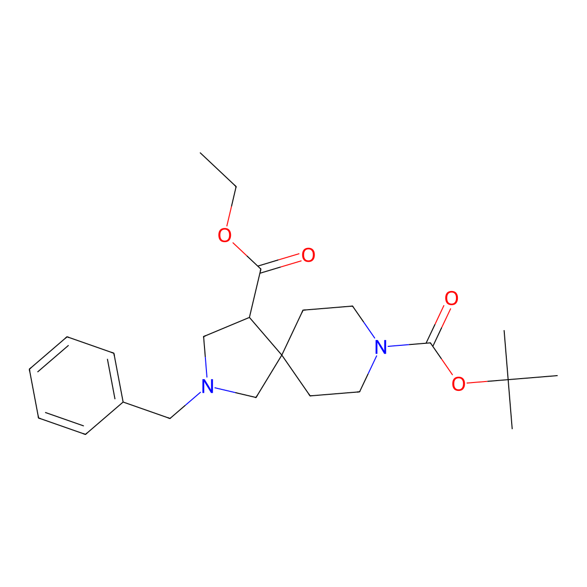 8-Tert-butyl 4-ethyl 2-benzyl-2,8-diazaspiro[4.5]decane-4,8-dicarboxylate molecular structure, CAS 1259040-07-7