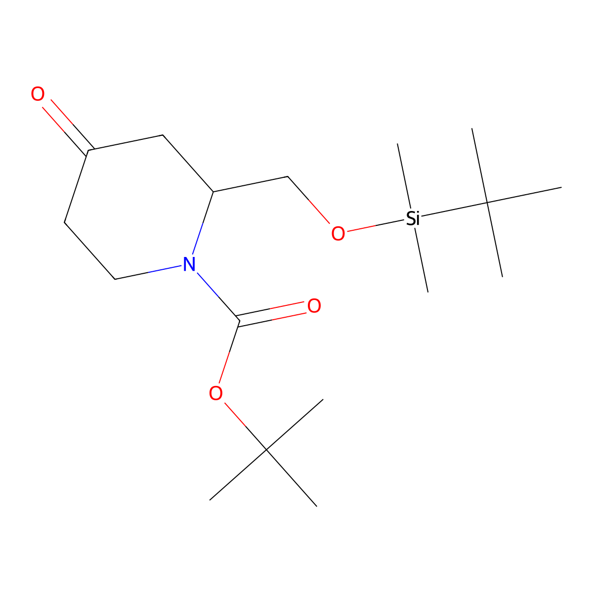 Tert-butyl 2-(((tert-butyldimethylsilyl)oxy)methyl)-4-oxopiperidine-1-carboxylate molecular structure, CAS 1259040-15-7