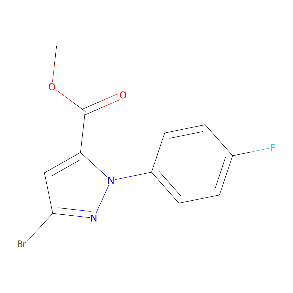 methyl 3-bromo-1-(4-fluorophenyl)-1H-pyrazole-5-carboxylate molecular structure, CAS 1259051-22-3