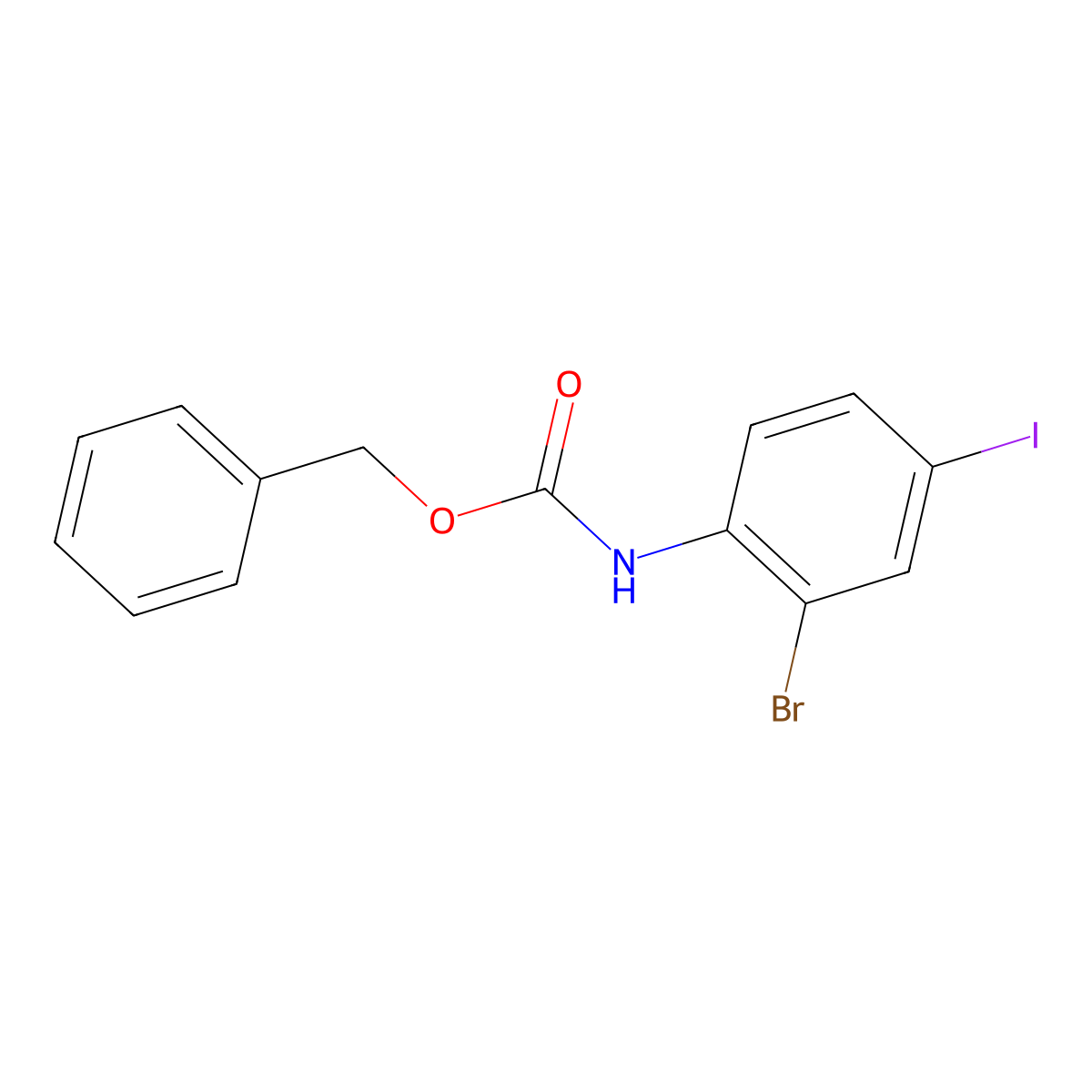 Benzyl (2-bromo-4-iodophenyl)carbamate molecular structure, CAS 1259056-06-8