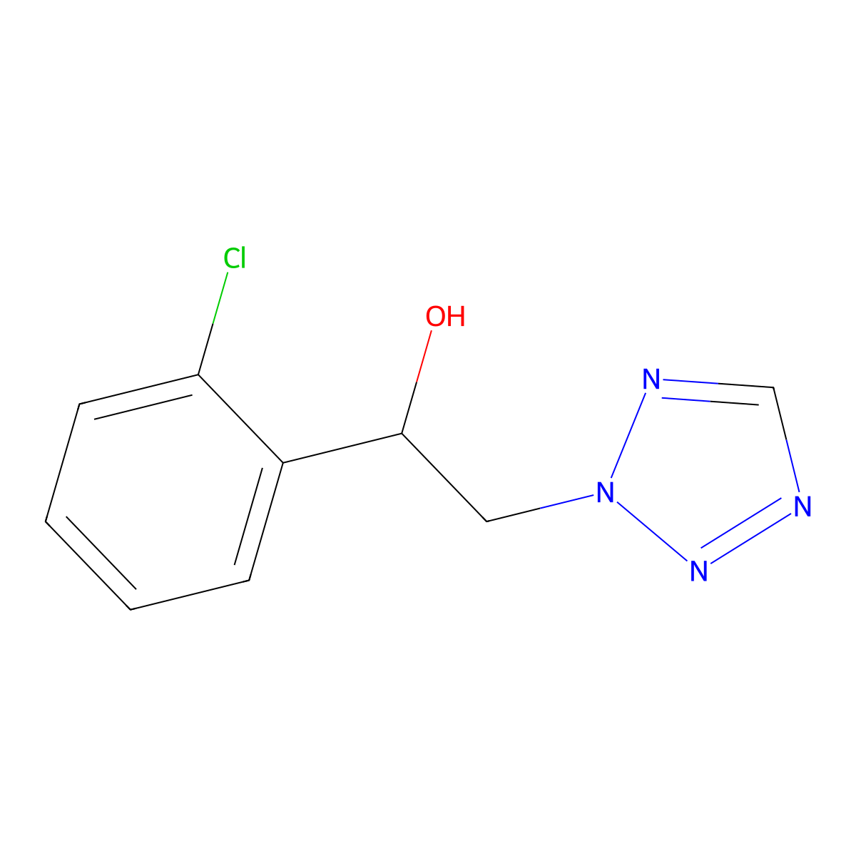 alpha-(2-Chlorophenyl)-2H-tetrazole-2-ethanol, (alphaR)- molecular structure, CAS 1259059-77-2