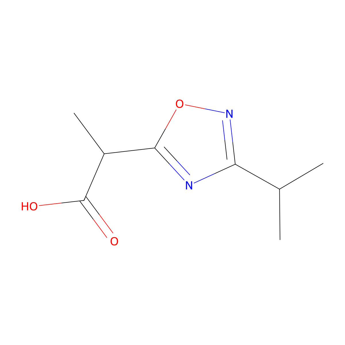 2-[3-(Propan-2-yl)-1,2,4-oxadiazol-5-yl]propanoic acid molecular structure, CAS 1259063-40-5