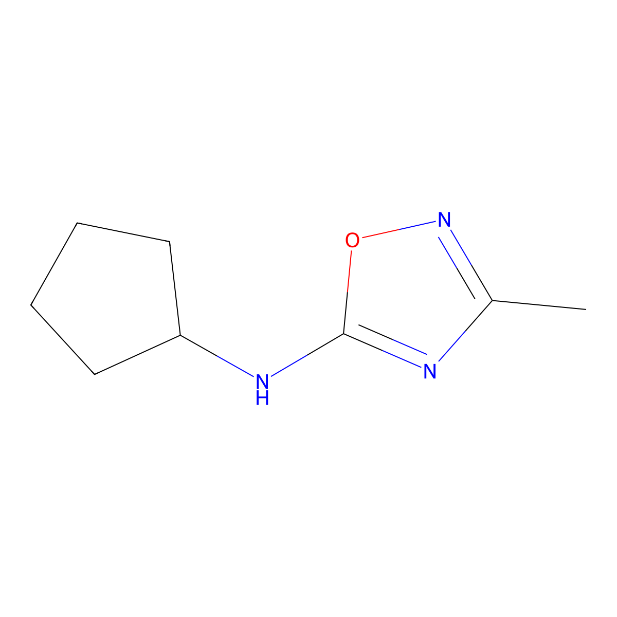 N-cyclopentyl-3-methyl-1,2,4-oxadiazol-5-amine molecular structure, CAS 1259064-36-2