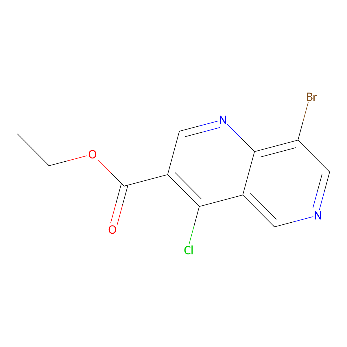 Ethyl 8-bromo-4-chloro-1,6-naphthyridine-3-carboxylate molecular structure, CAS 1259065-16-1