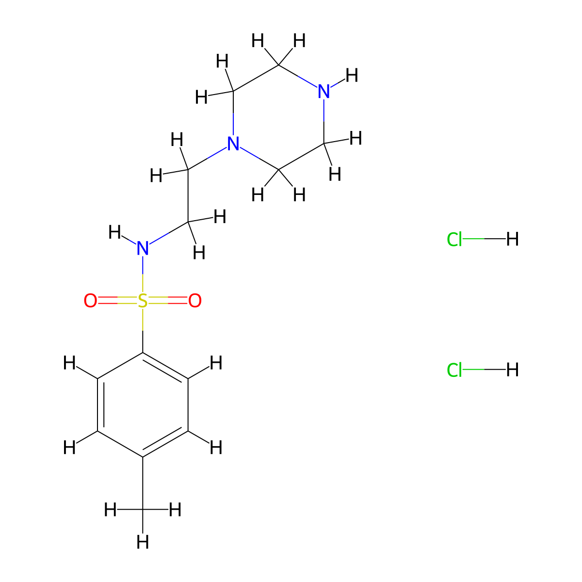 4-methyl-N-[2-(piperazin-1-yl)ethyl]benzene-1-sulfonamide dihydrochloride molecular structure, CAS 1259073-45-4
