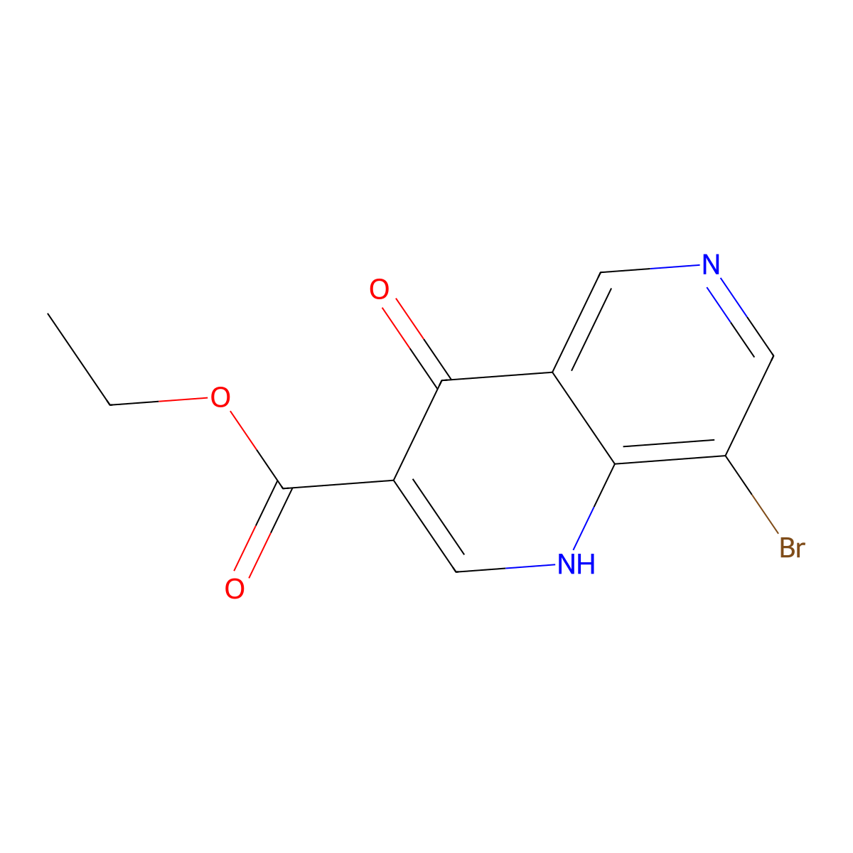 Ethyl 8-bromo-4-hydroxy-1,6-naphthyridine-3-carboxylate molecular structure, CAS 1259077-55-8