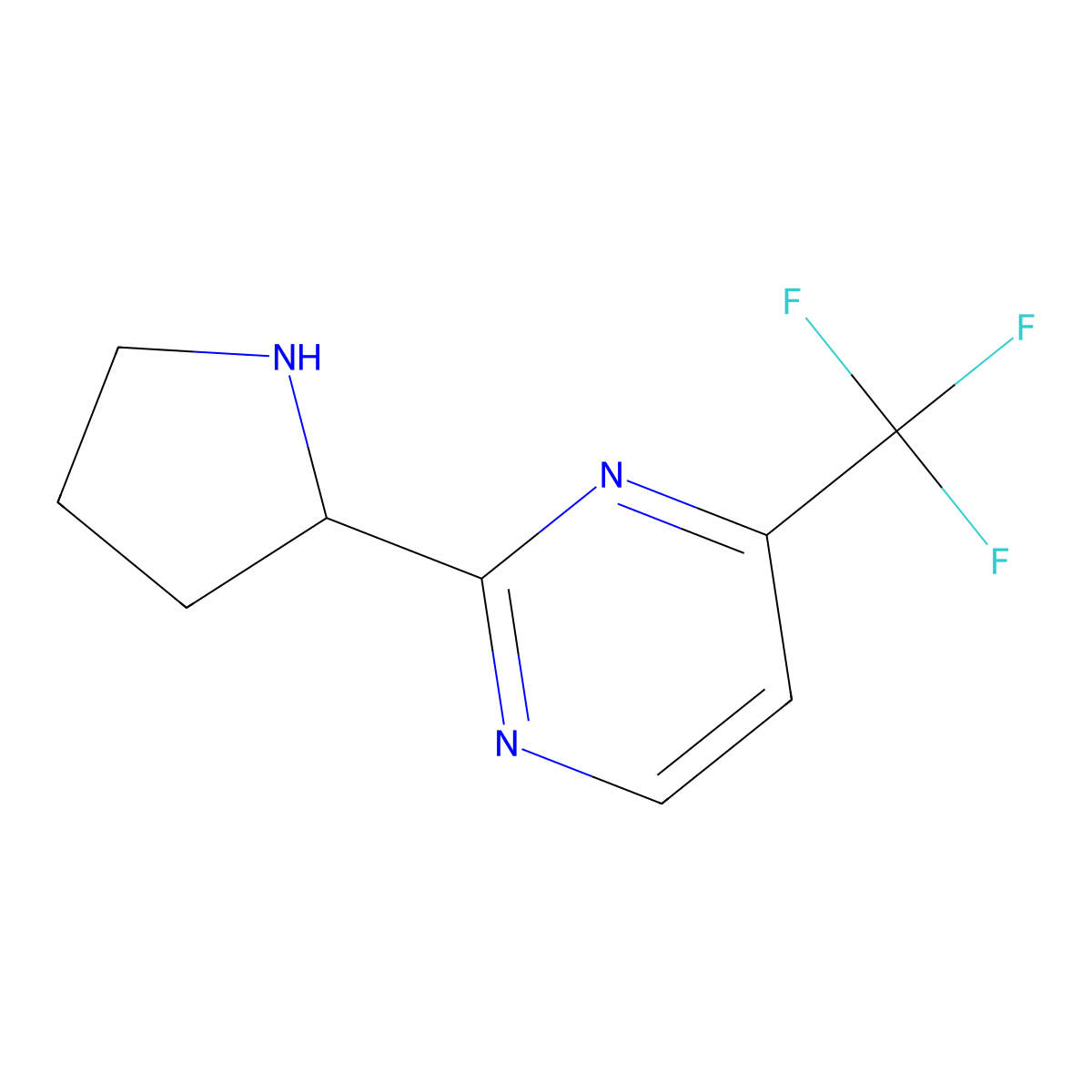 2-(Pyrrolidin-2-yl)-4-(trifluoromethyl)pyrimidine molecular structure, CAS 1259078-84-6