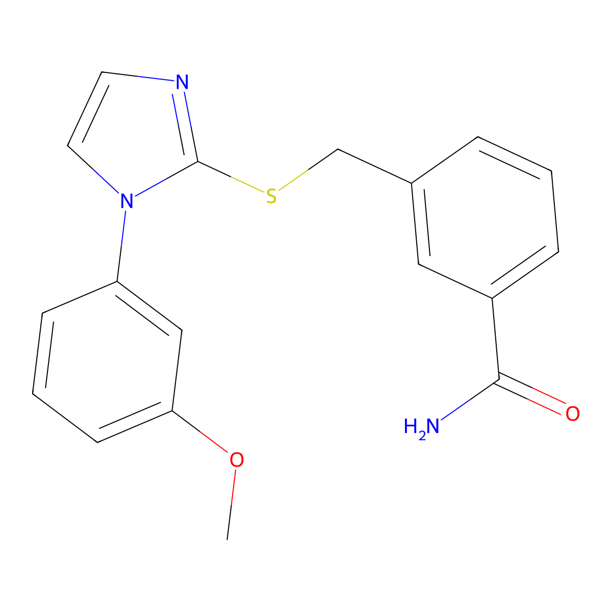3-({[1-(3-methoxyphenyl)-1H-imidazol-2-yl]sulfanyl}methyl)benzamide molecular structure, CAS 1259160-00-3