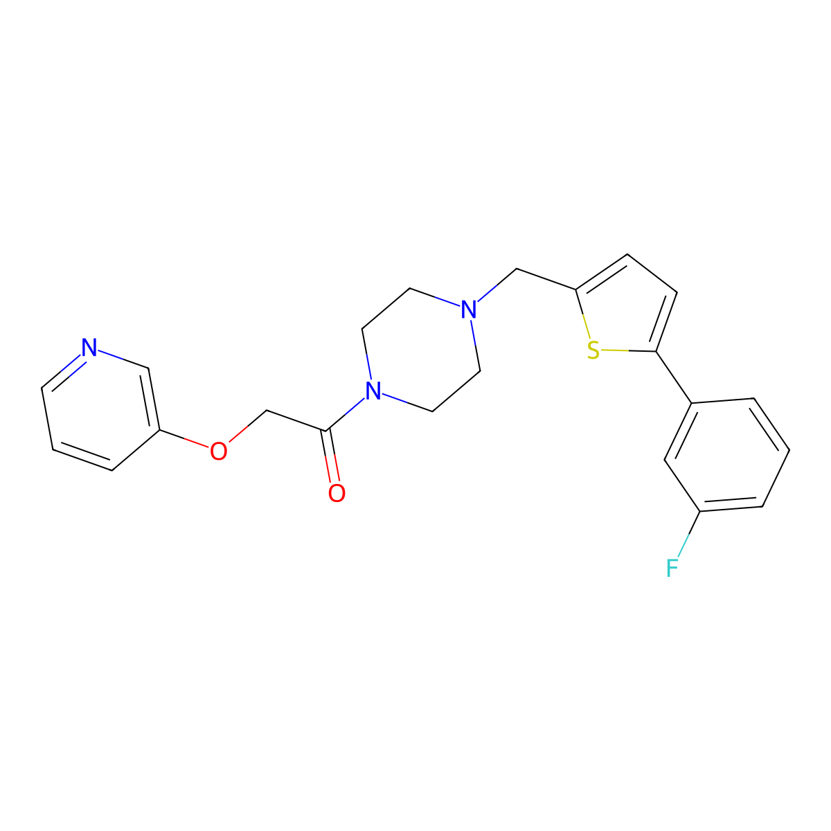 1-(4-{[5-(3-Fluorophenyl)thiophen-2-yl]methyl}piperazin-1-yl)-2-(pyridin-3-yloxy)ethan-1-one molecular structure, CAS 1259182-38-1