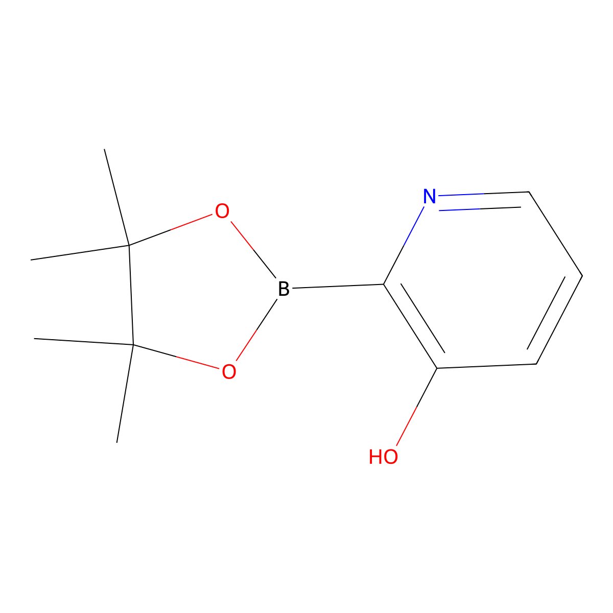 2-(4,4,5,5-Tetramethyl-1,3,2-dioxaborolan-2-yl)pyridin-3-ol molecular structure, CAS 1259198-70-3