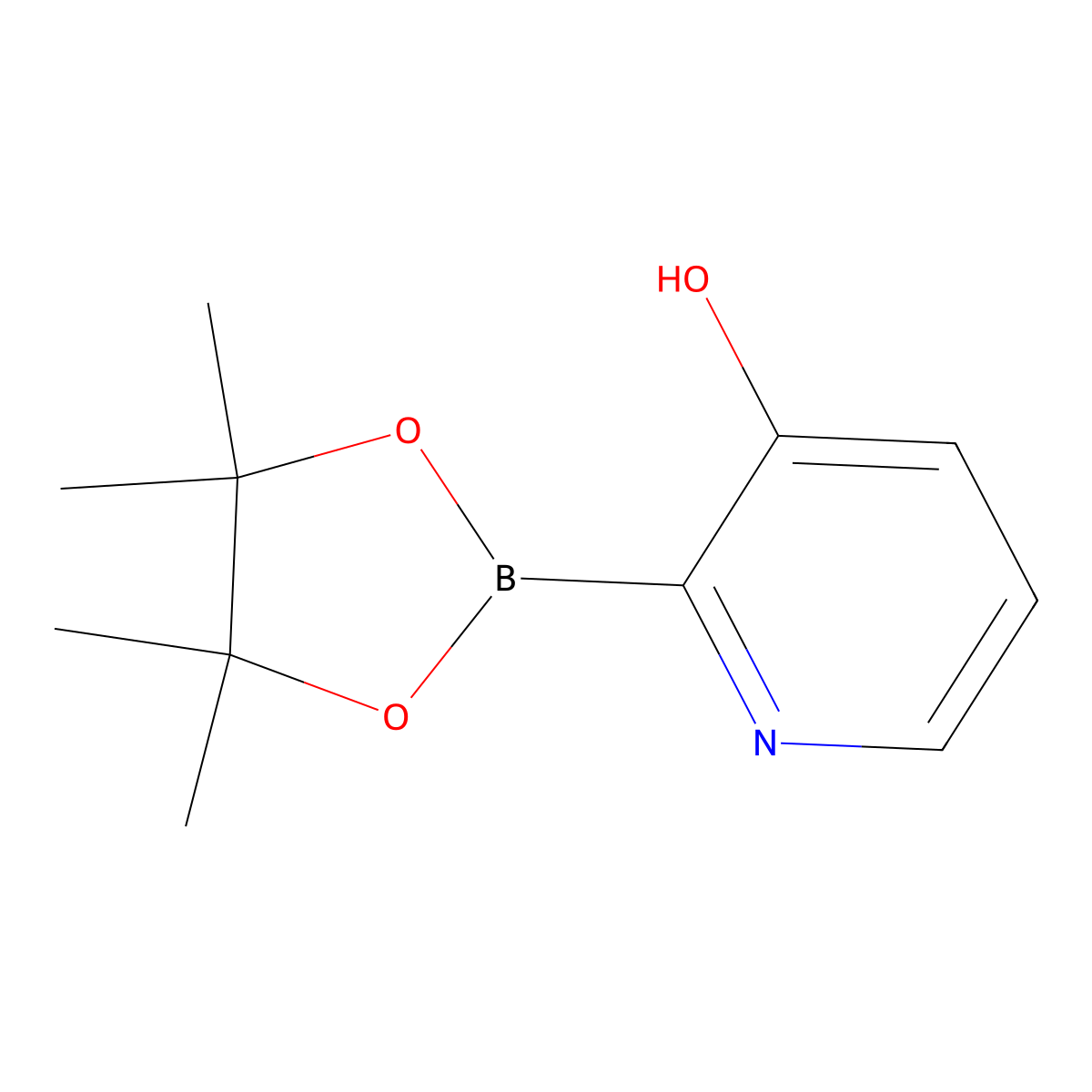 2-(4,4,5,5-Tetramethyl-1,3,2-dioxaborolan-2-yl)pyridin-3-ol molecular structure, CAS 1259198-70-3