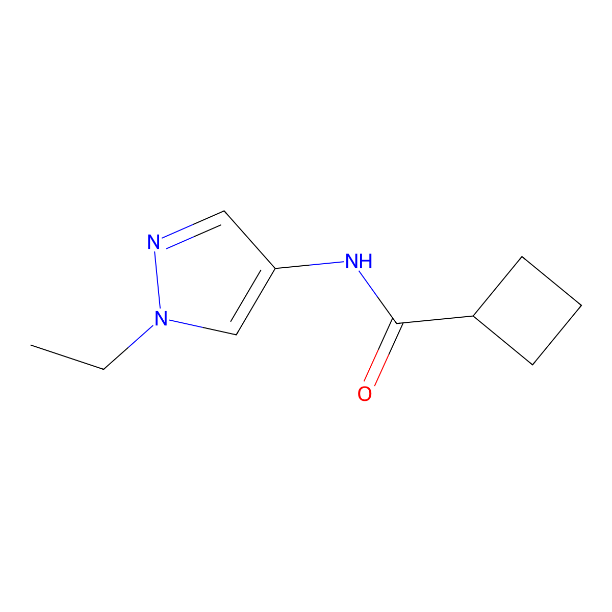 N-(1-ethyl-1H-pyrazol-4-yl)cyclobutanecarboxamide molecular structure, CAS 1259209-34-1