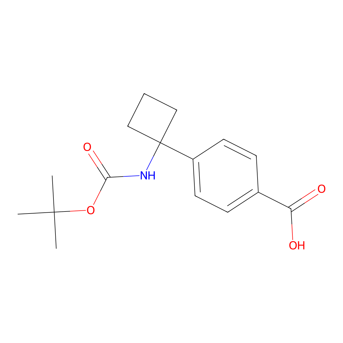 4-(1-((tert-Butoxycarbonyl)amino)cyclobutyl)benzoic acid molecular structure, CAS 1259223-99-8