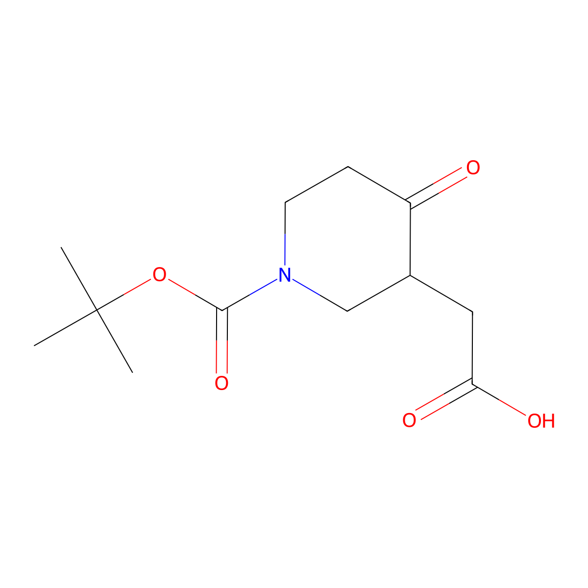 2-(1-tert-Butoxycarbonyl-4-oxo-3-piperidyl)acetic acid molecular structure, CAS 1259224-14-0