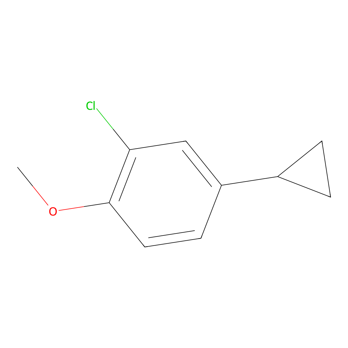 2-Chloro-4-cyclopropyl-1-methoxybenzene molecular structure, CAS 125923-20-8