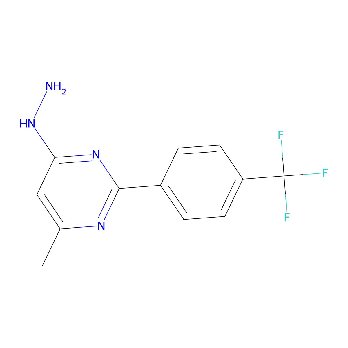 4-Hydrazinyl-6-methyl-2-[4-(trifluoromethyl)phenyl]pyrimidine molecular structure, CAS 125926-66-1
