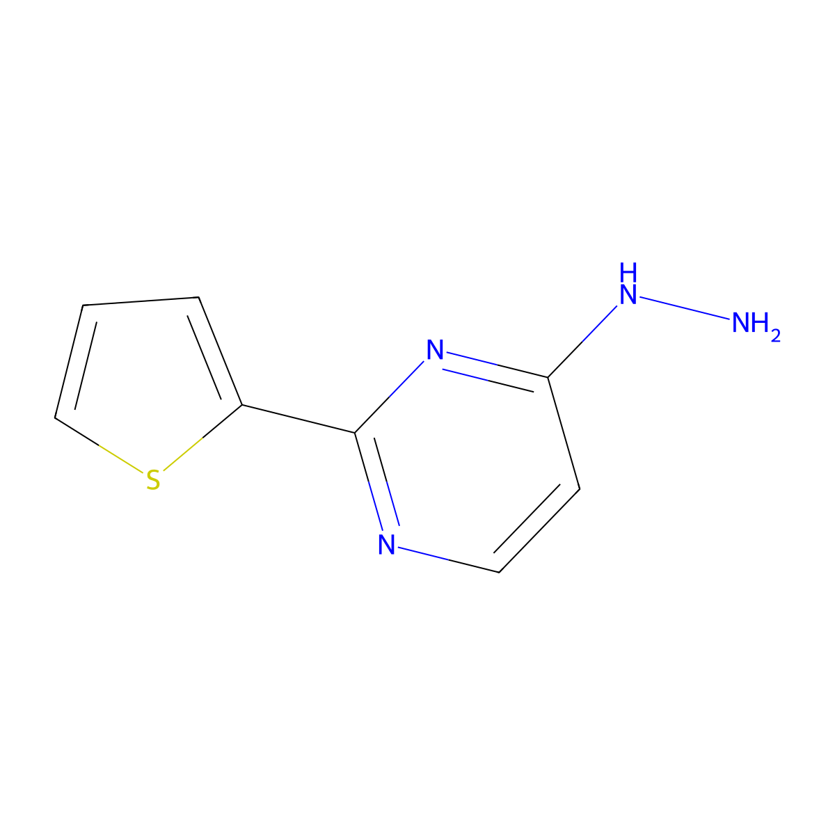 4-Hydrazinyl-2-(thiophen-2-yl)pyrimidine molecular structure, CAS 125926-68-3
