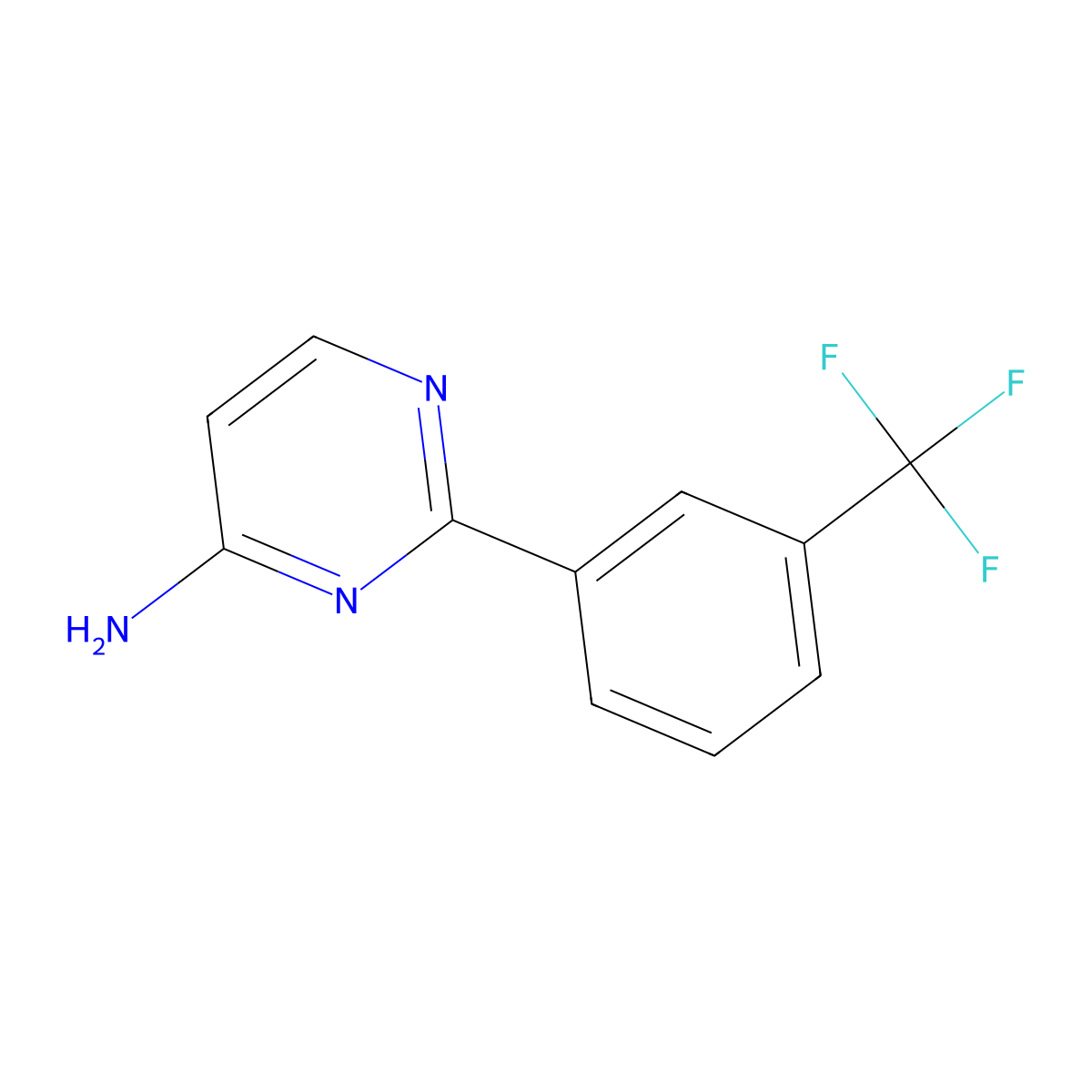 4-Pyrimidinamine, 2-[3-(trifluoromethyl)phenyl]- molecular structure, CAS 125927-04-0