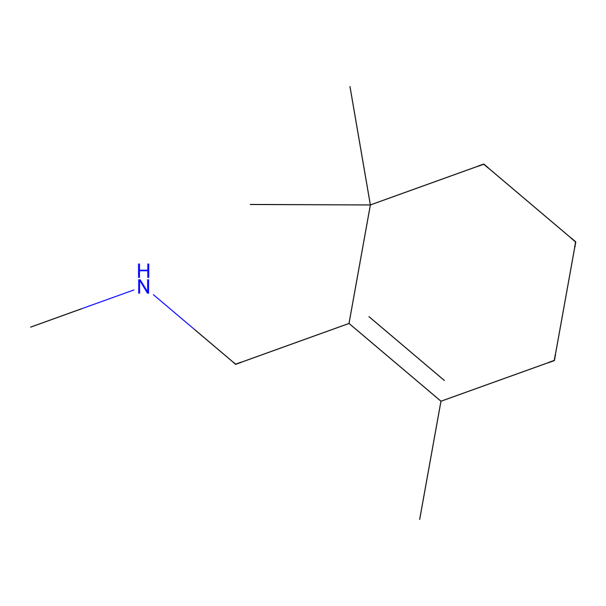 Methyl[(2,6,6-trimethylcyclohex-1-en-1-yl)methyl]amine molecular structure, CAS 1259275-38-1