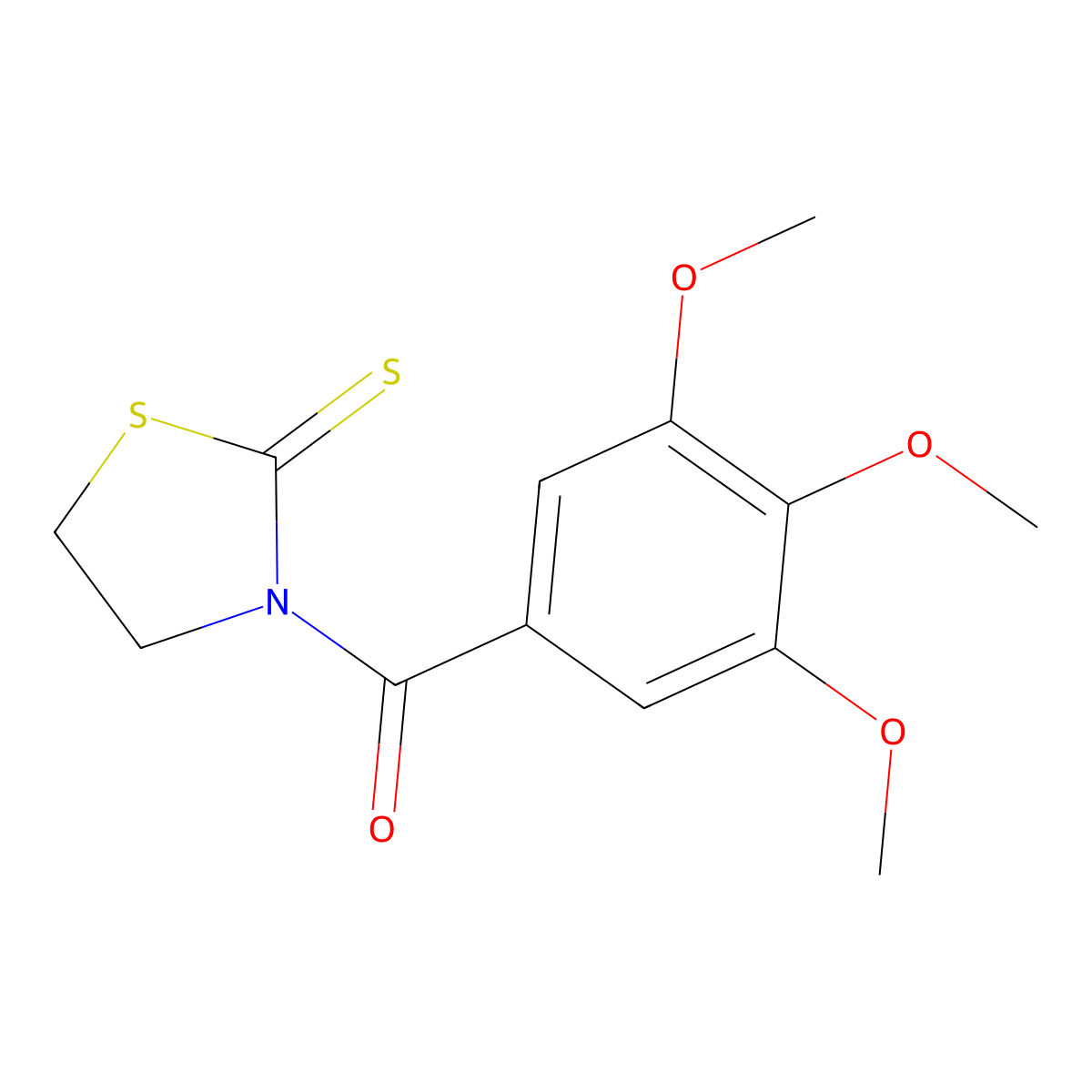 3-(3,4,5-Trimethoxybenzoyl)-1,3-thiazolidine-2-thione molecular structure, CAS 125928-18-9