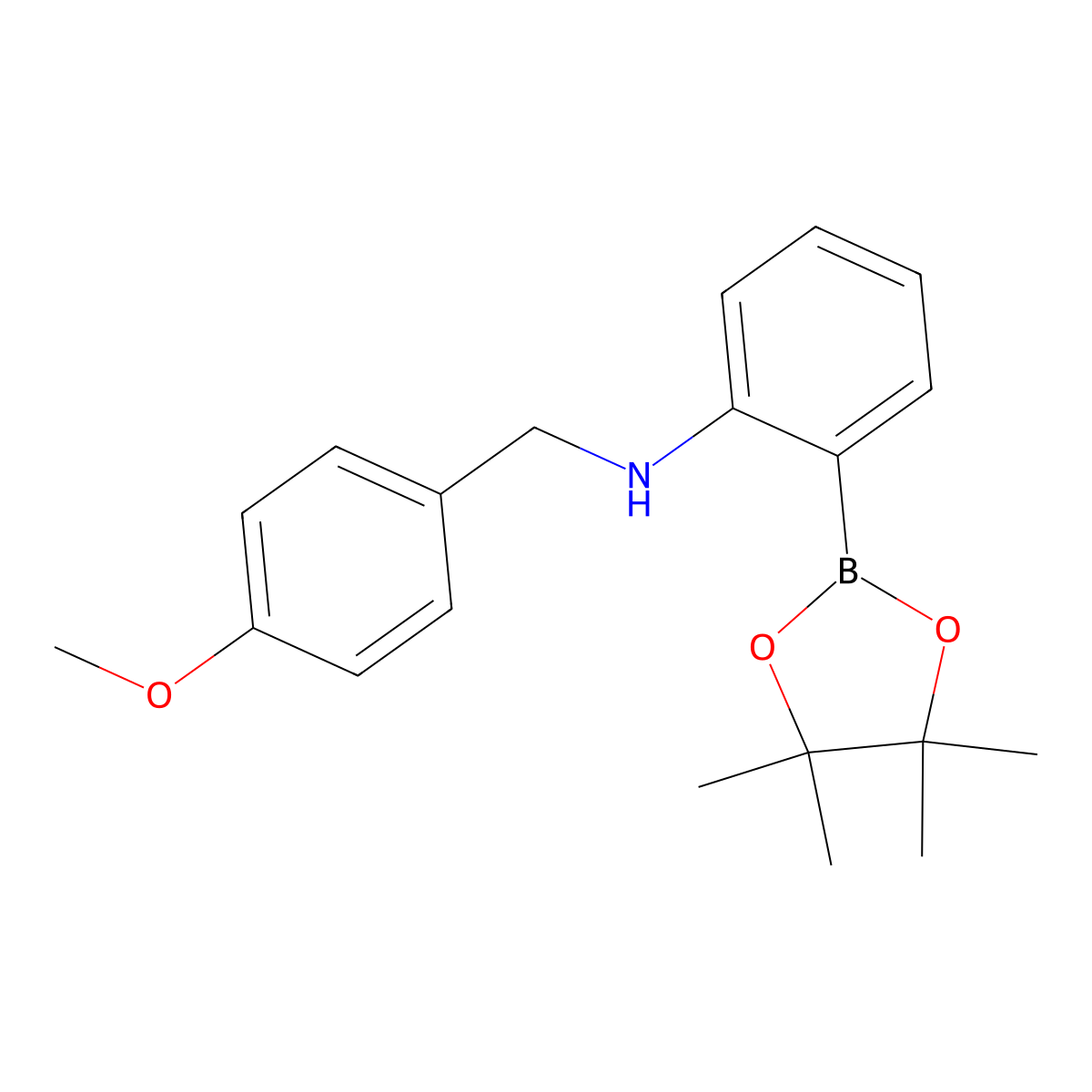 N-(4-methoxybenzyl)-2-(4,4,5,5-tetramethyl-1,3,2-dioxaborolan-2-yl)aniline molecular structure, CAS 1259285-56-7