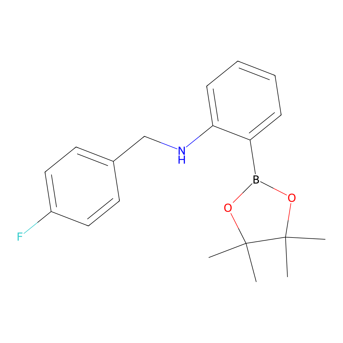 N-(4-fluorobenzyl)-2-(4,4,5,5-tetramethyl-1,3,2-dioxaborolan-2-yl)aniline molecular structure, CAS 1259285-58-9