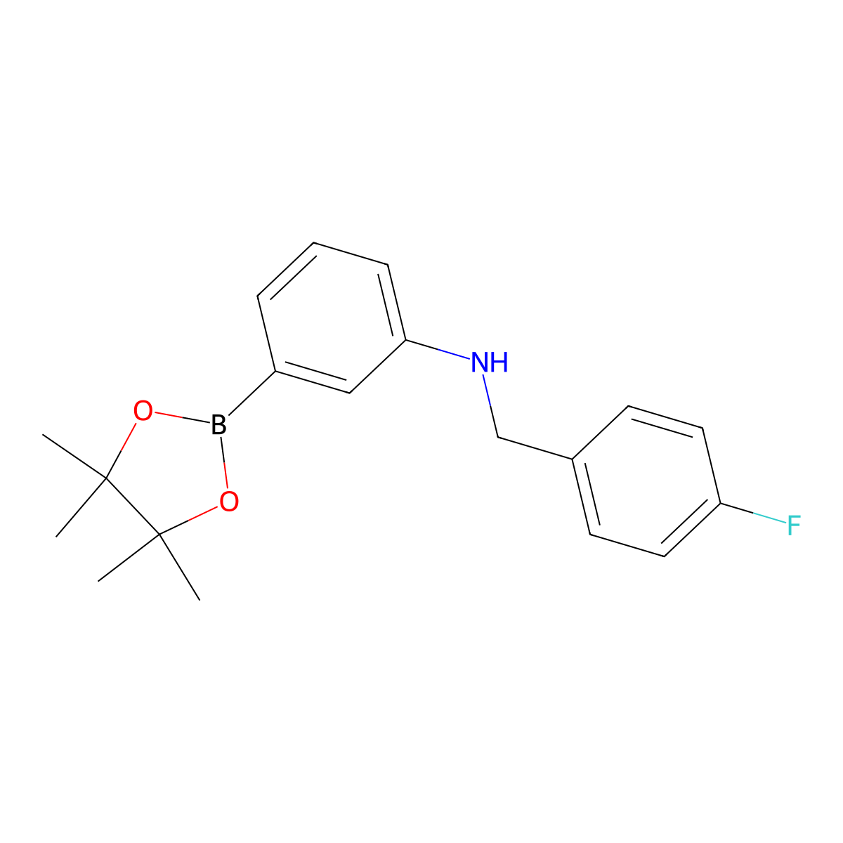 N-(4-fluorobenzyl)-3-(4,4,5,5-tetramethyl-1,3,2-dioxaborolan-2-yl)aniline molecular structure, CAS 1259285-59-0