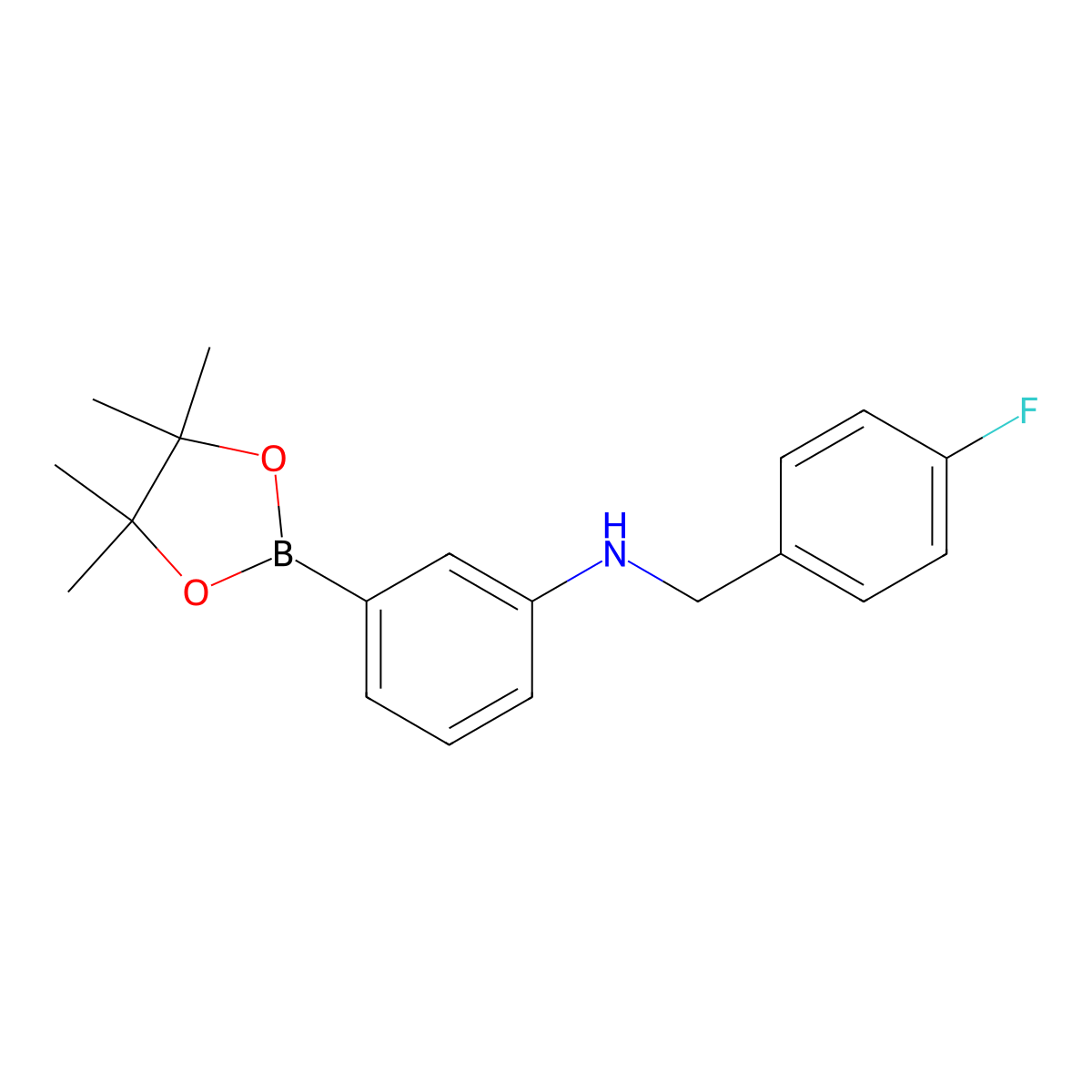 N-(4-fluorobenzyl)-3-(4,4,5,5-tetramethyl-1,3,2-dioxaborolan-2-yl)aniline molecular structure, CAS 1259285-59-0