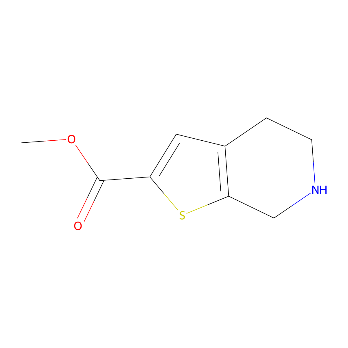methyl 4H,5H,6H,7H-thieno(2,3-c)pyridine-2-carboxylate molecular structure, CAS 1259287-72-3