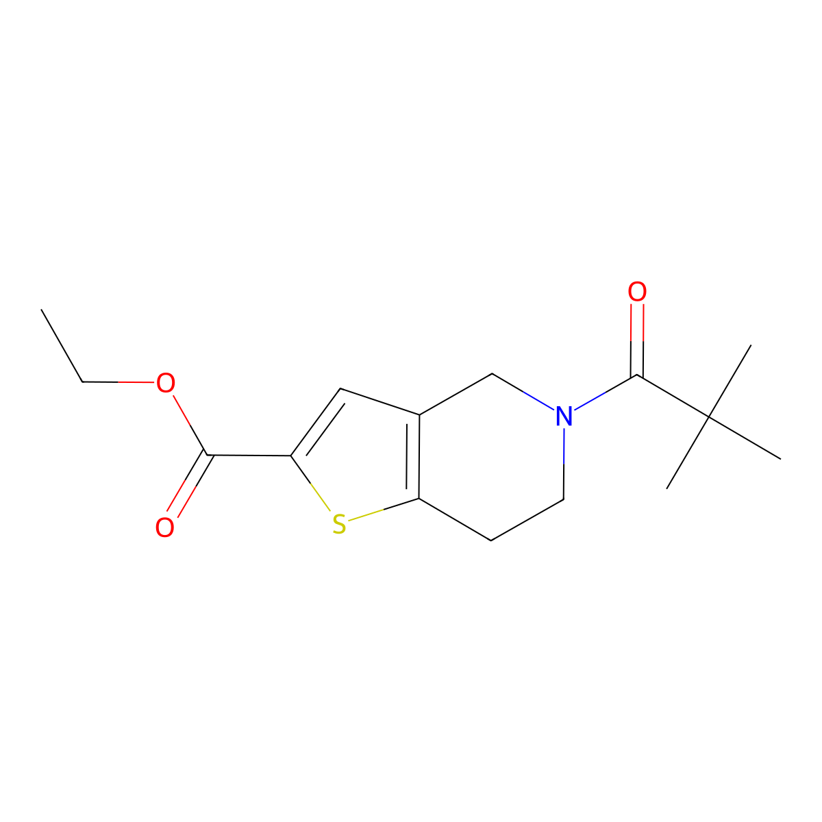 Ethyl 5-pivaloyl-4,5,6,7-tetrahydrothieno[3,2-c]pyridine-2-carboxylate molecular structure, CAS 1259287-91-6