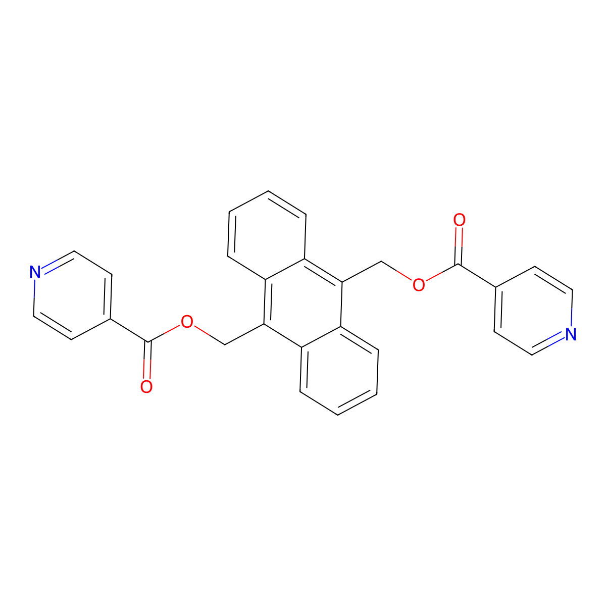 Anthracene-9,10-diylbis(methylene) diisonicotinate molecular structure, CAS 1259291-04-7