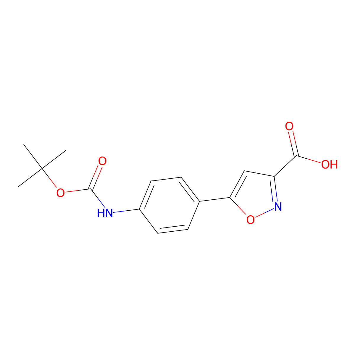 5-(4-(((Tert-butoxy)carbonyl)amino)phenyl)-1,2-oxazole-3-carboxylic acid molecular structure, CAS 1259298-01-5