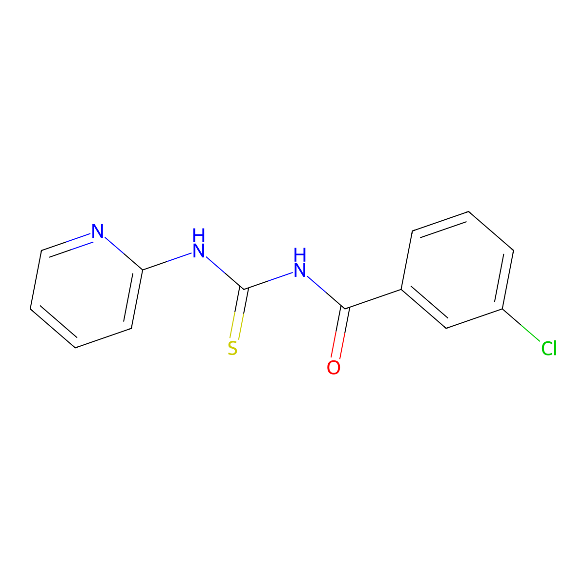 3-chloro-N-(pyridin-2-ylcarbamothioyl)benzamide molecular structure, CAS 125931-23-9