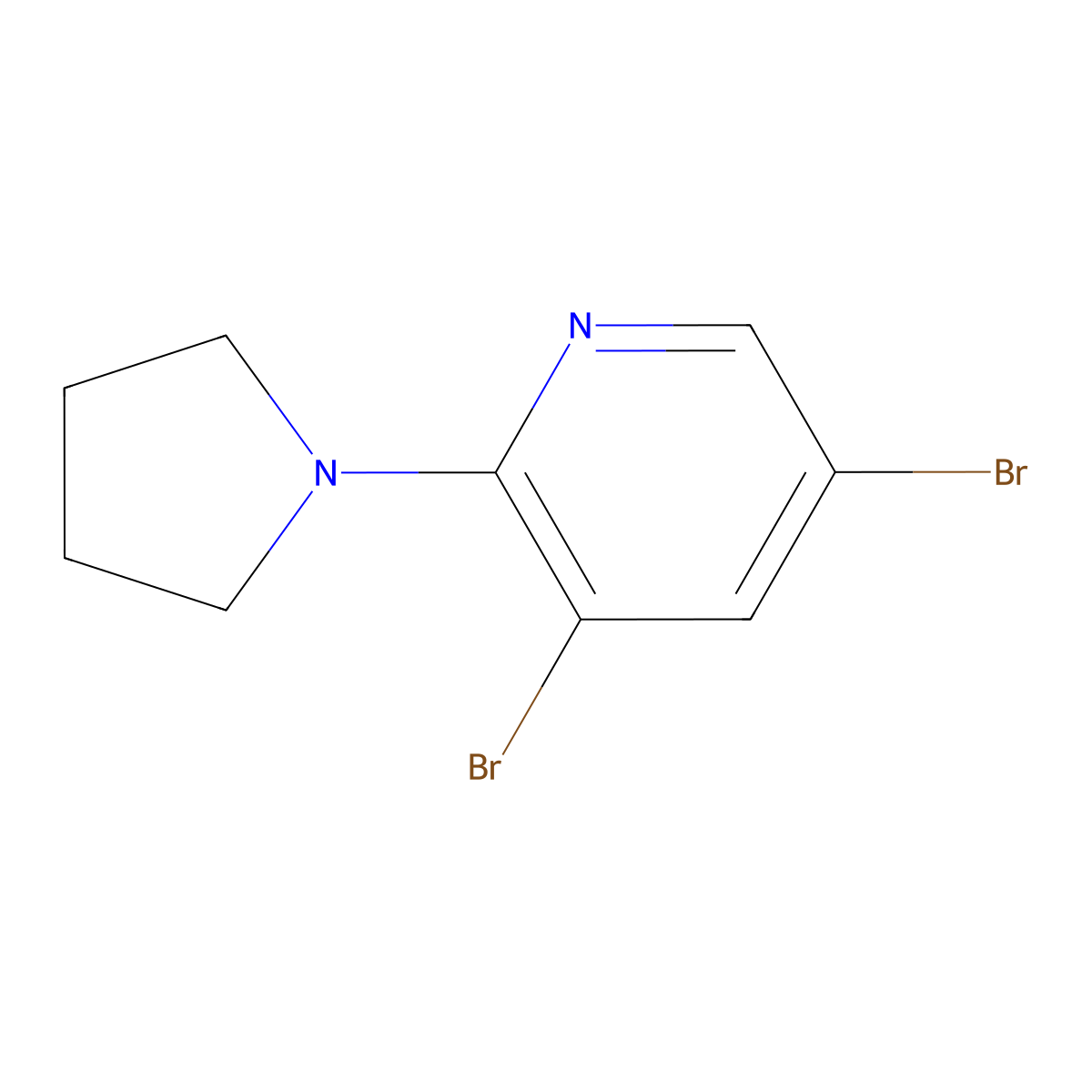 3,5-Dibromo-2-(pyrrolidino)pyridine molecular structure, CAS 1259313-59-1