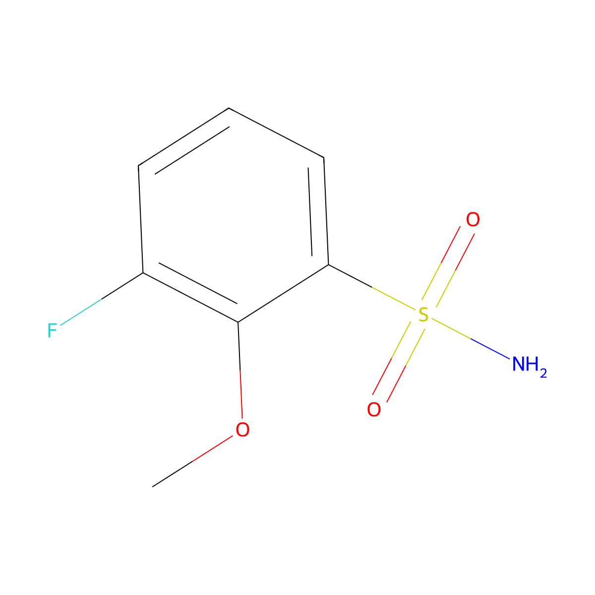 3-Fluoro-2-methoxybenzene-1-sulfonamide molecular structure, CAS 1259323-69-7