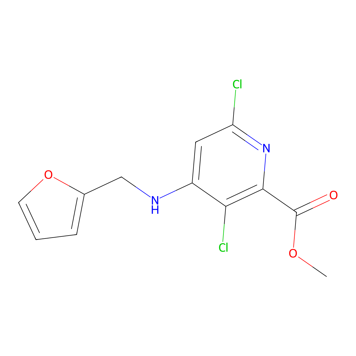 Methyl 3,6-dichloro-4-((furan-2-ylmethyl)amino)picolinate molecular structure, CAS 1259329-29-7