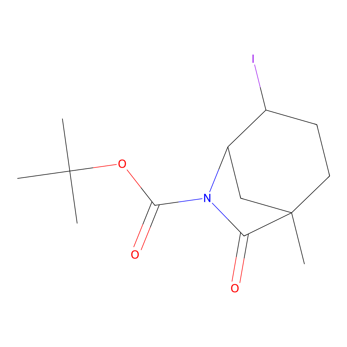 Tert-butyl 4-iodo-1-methyl-7-oxo-6-azabicyclo[3.2.1]octane-6-carboxylate molecular structure, CAS 1259366-15-8