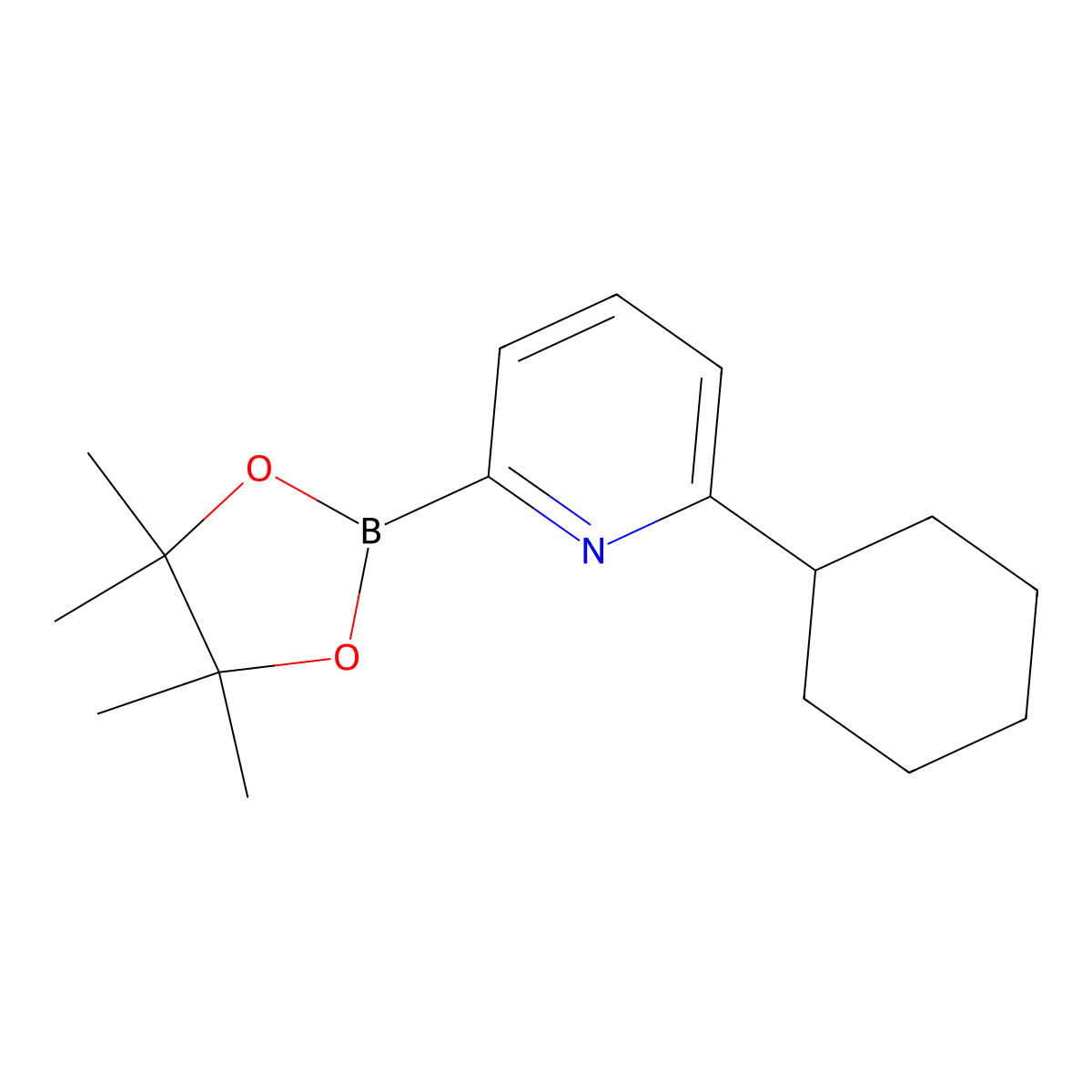 2-Cyclohexyl-6-(4,4,5,5-tetramethyl-1,3,2-dioxaborolan-2-yl)pyridine molecular structure, CAS 1259370-17-6