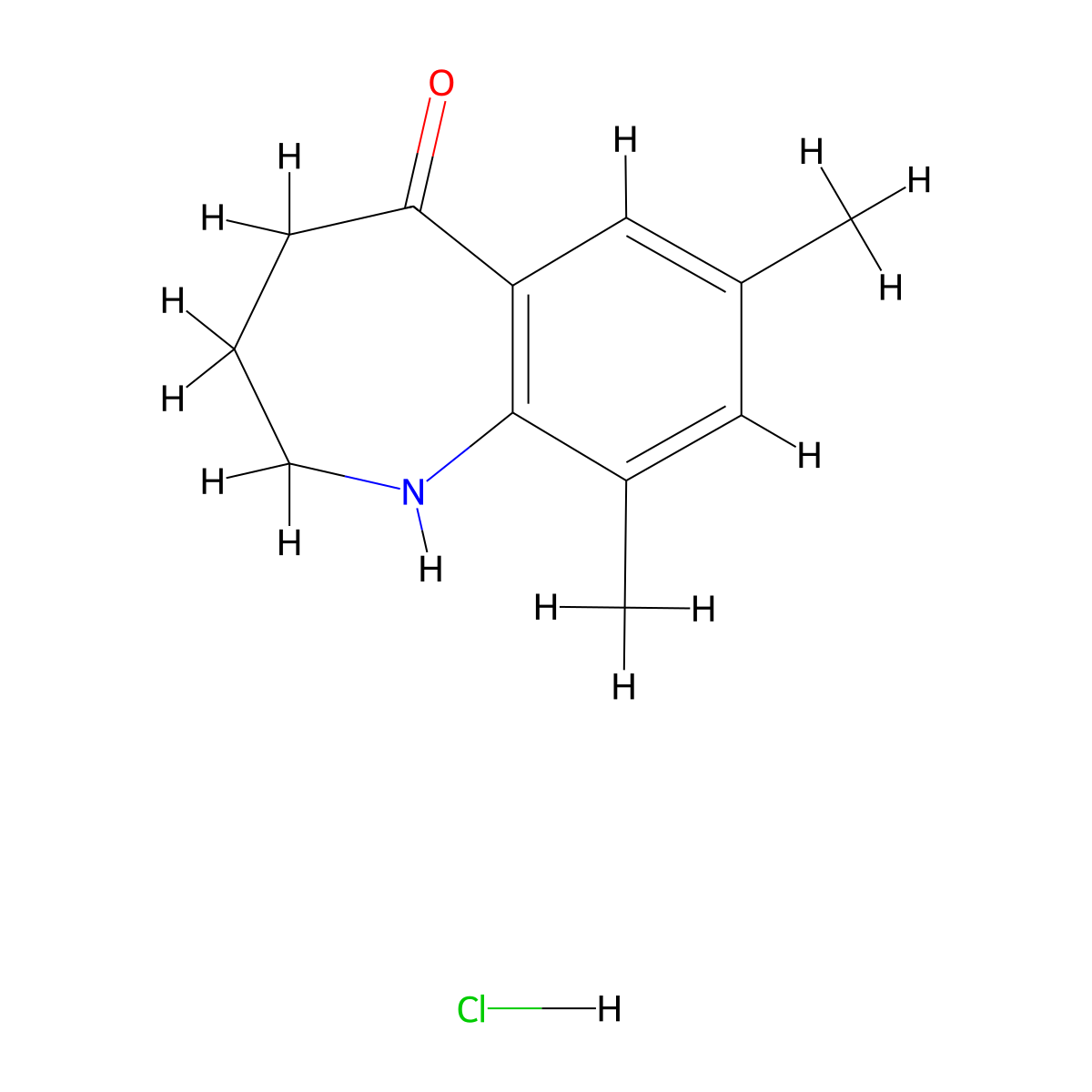 7,9-dimethyl-3,4-dihydro-1H-benzo[b]azepin-5(2H)-one hydrochloride molecular structure, CAS 1259393-22-0